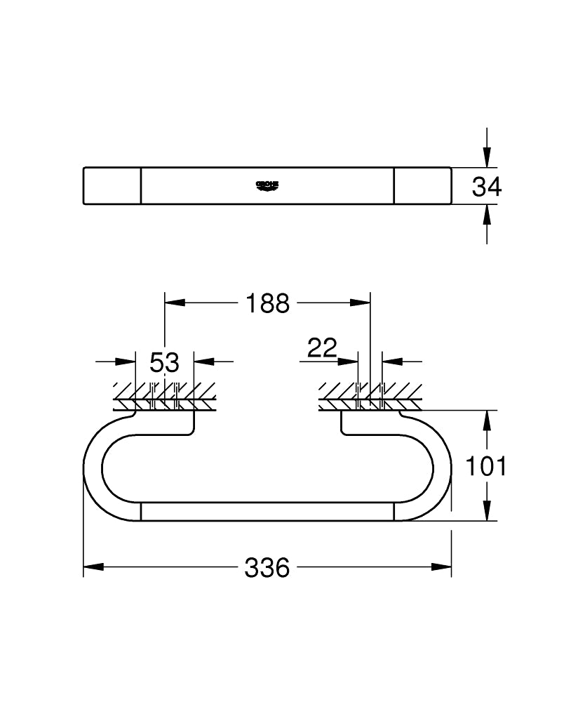 Grohe Selection Banyo Tutamağı - 41064000 teknik çizim