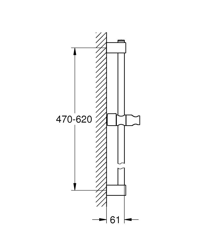 Grohe Tempesta Duş Sürgüsü 600 mm - 27523001 teknik çizim