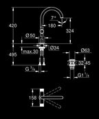 Grohe Atrio Private Collection Lavabo Bataryası 1/2’’ XL-Boyut Krom – 21142000 teknik çizim