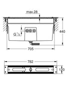 Grohe 4/5 Delikli Küvet Bataryası İçin Montaj Plakası - 29037002 teknik çizim