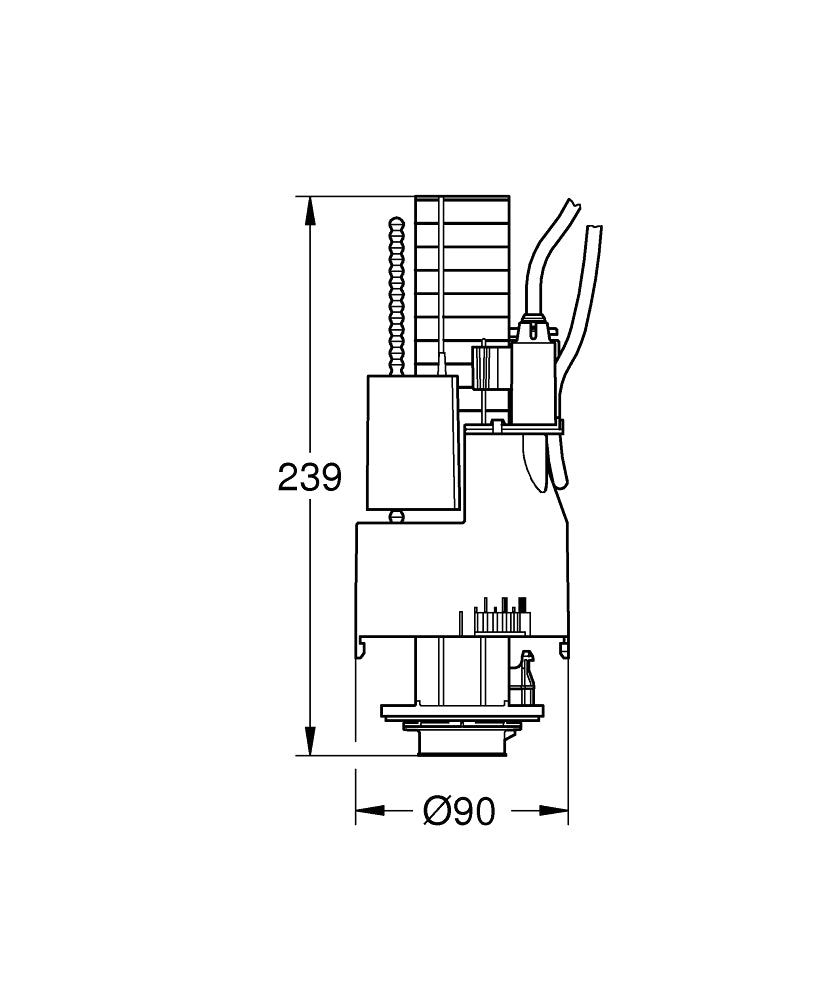 Grohe Çift Yıkamalı tahliye vanası teknik çizim