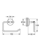 Grohe Tuvalet Kağıtlık BauCosmopolitan Krom - 40457001 teknik çizim