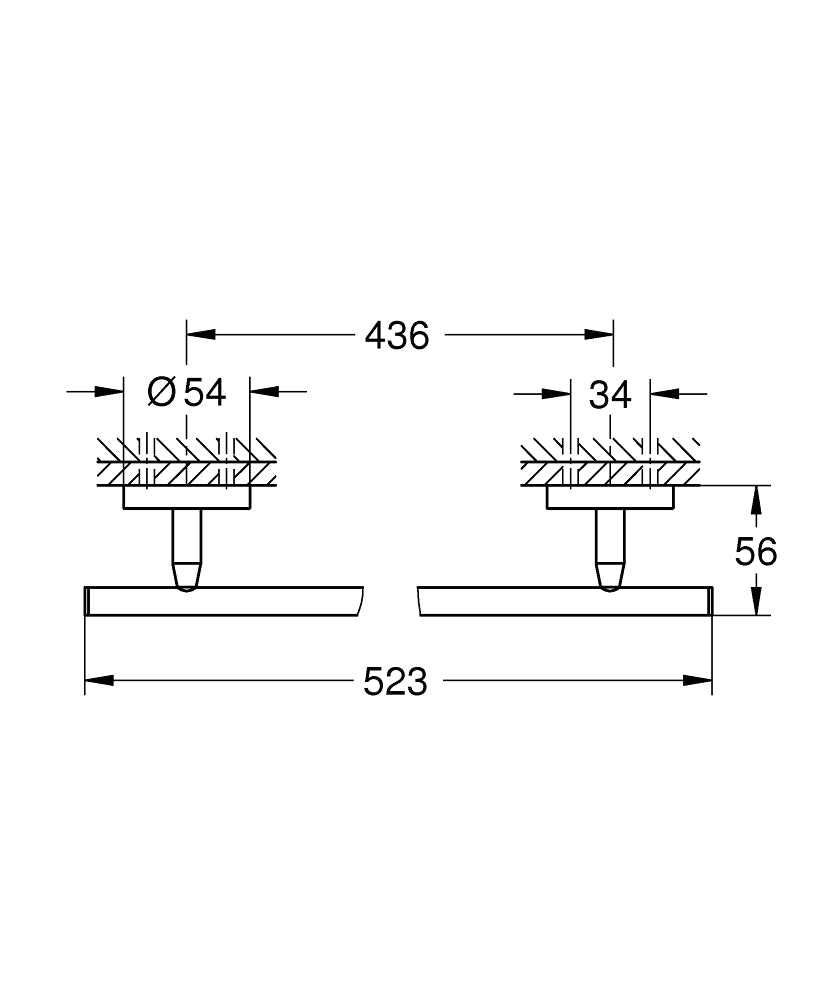 Grohe UzunHavluluk BauCosmopolitan Krom - 40459001 teknik çizim