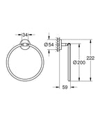 Grohe Yuvarlak Havluluk BauCosmopolitan Krom - 40460001 teknik çizim