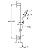 Grohe Tempesta Cube 110 Duş Seti 2 Akışlı Rain,Jet - 27928003 teknik çizim