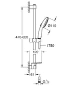 Grohe Tempesta 110 Duş Seti 2 Akışlı Rain,Jet - 26638003 teknik çizim