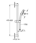 Grohe Tempesta Cube 110 Duşu Seti 2 Akışlı Rain,Jet - 26748003 teknik çizim