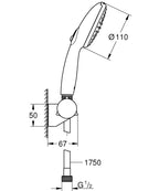 Grohe Tempesta 110 El Duşu Seti 2 Akışlı Rain,Jet - 27601003 teknik çizim