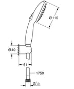 Grohe Tempesta 110 El Duşu Seti 3 Akışlı Rain,Jet,Masaj - 27849003 teknik çizim