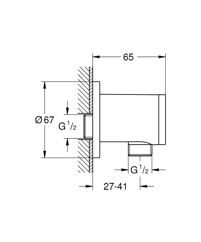 Grohe Tempesta Duş Çıkış Dirseği - 28671001 teknik çizim