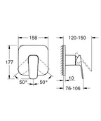 Grohe G R O H E  Cubeo Ankastre Duş Bataryası - 1017770000 teknik çizim