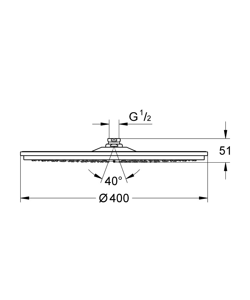 Grohe Rainshower® Cosmopolitan Tepe Duşu Jumbo 40 cm - 28778000 teknik çizim
