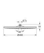 Grohe Rainshower® Cosmopolitan Tepe Duşu Jumbo 40 cm - 28778000 teknik çizim