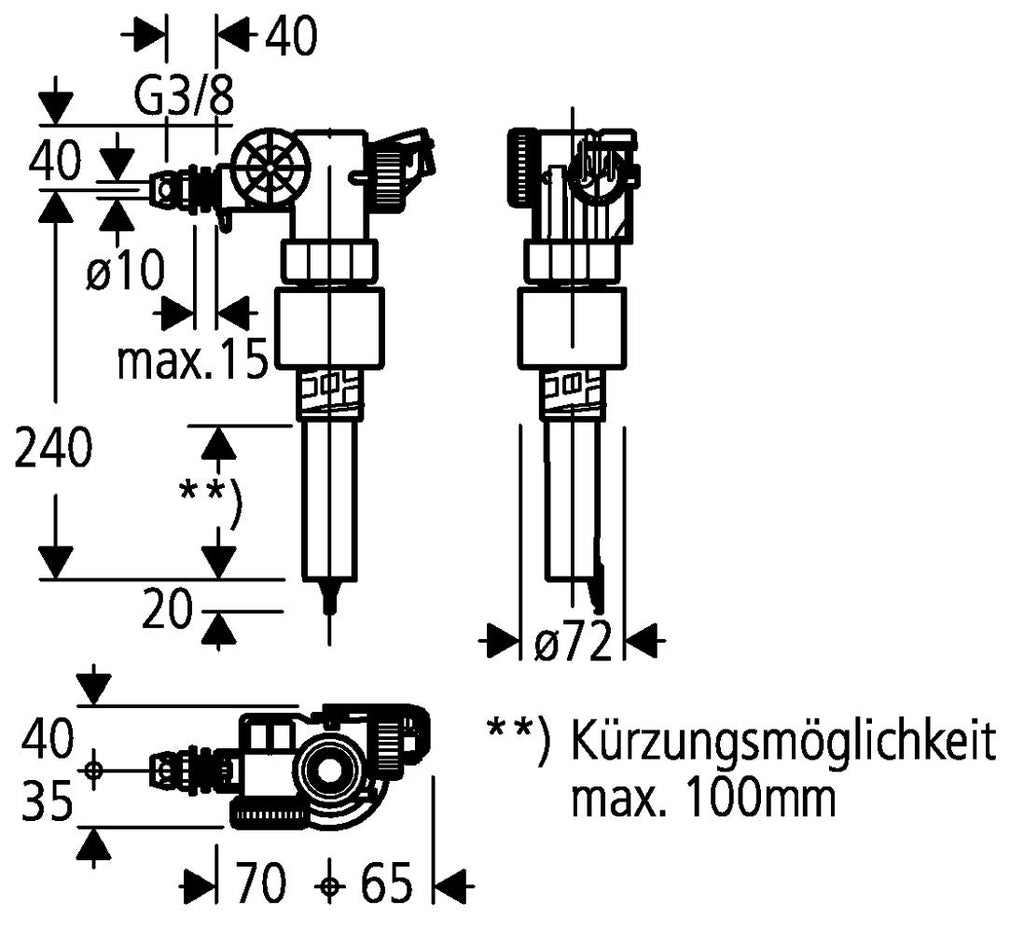 Grohe Doldurma Valfi - 43537000 teknik çizim