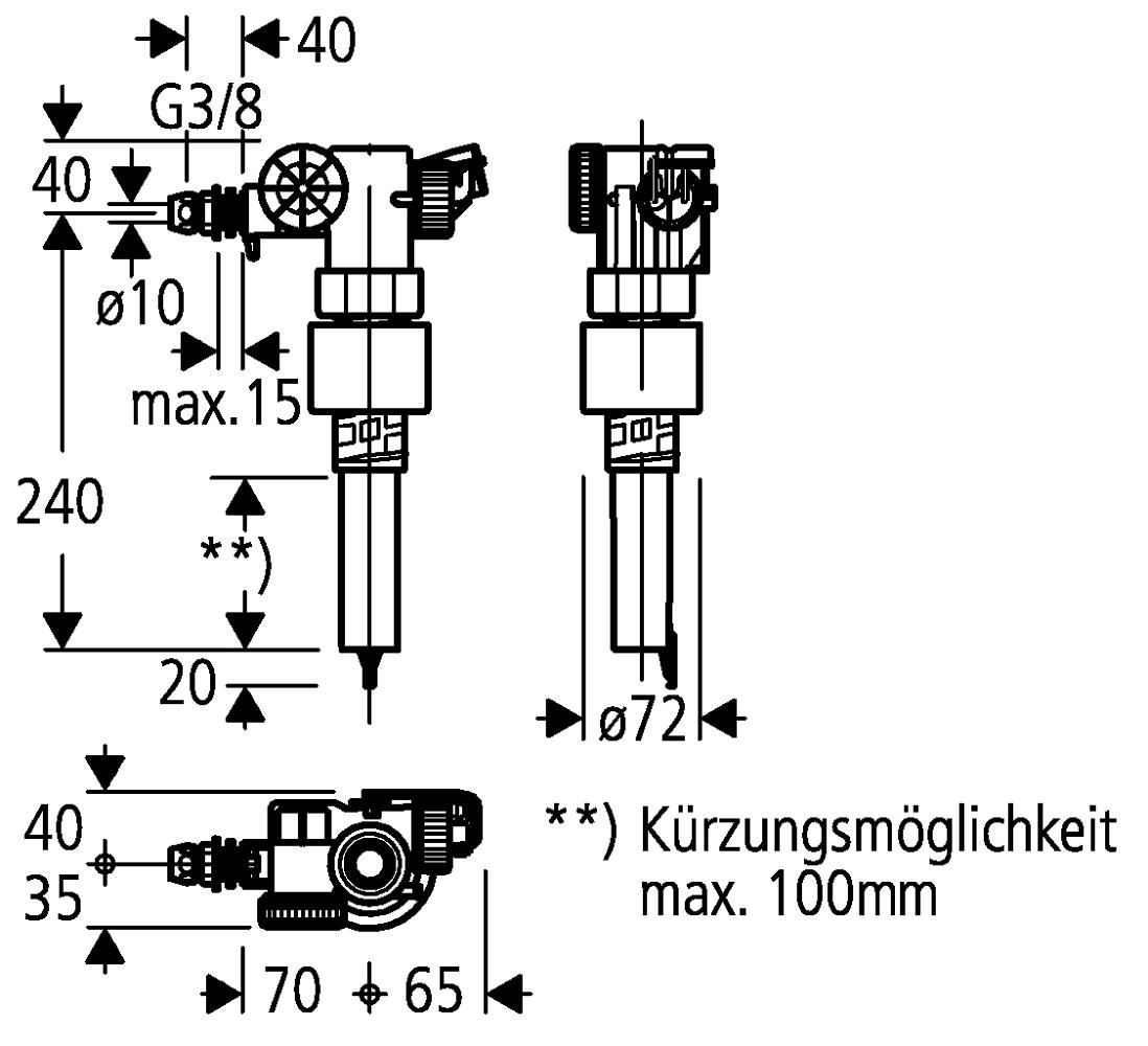 Grohe Doldurma Valfi - 43537000 teknik çizim