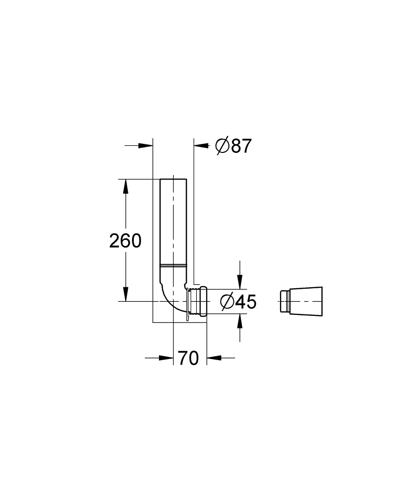Grohe Yıkama (Temiz Su) Borusu, Ankastre - 43908000 teknik çizim