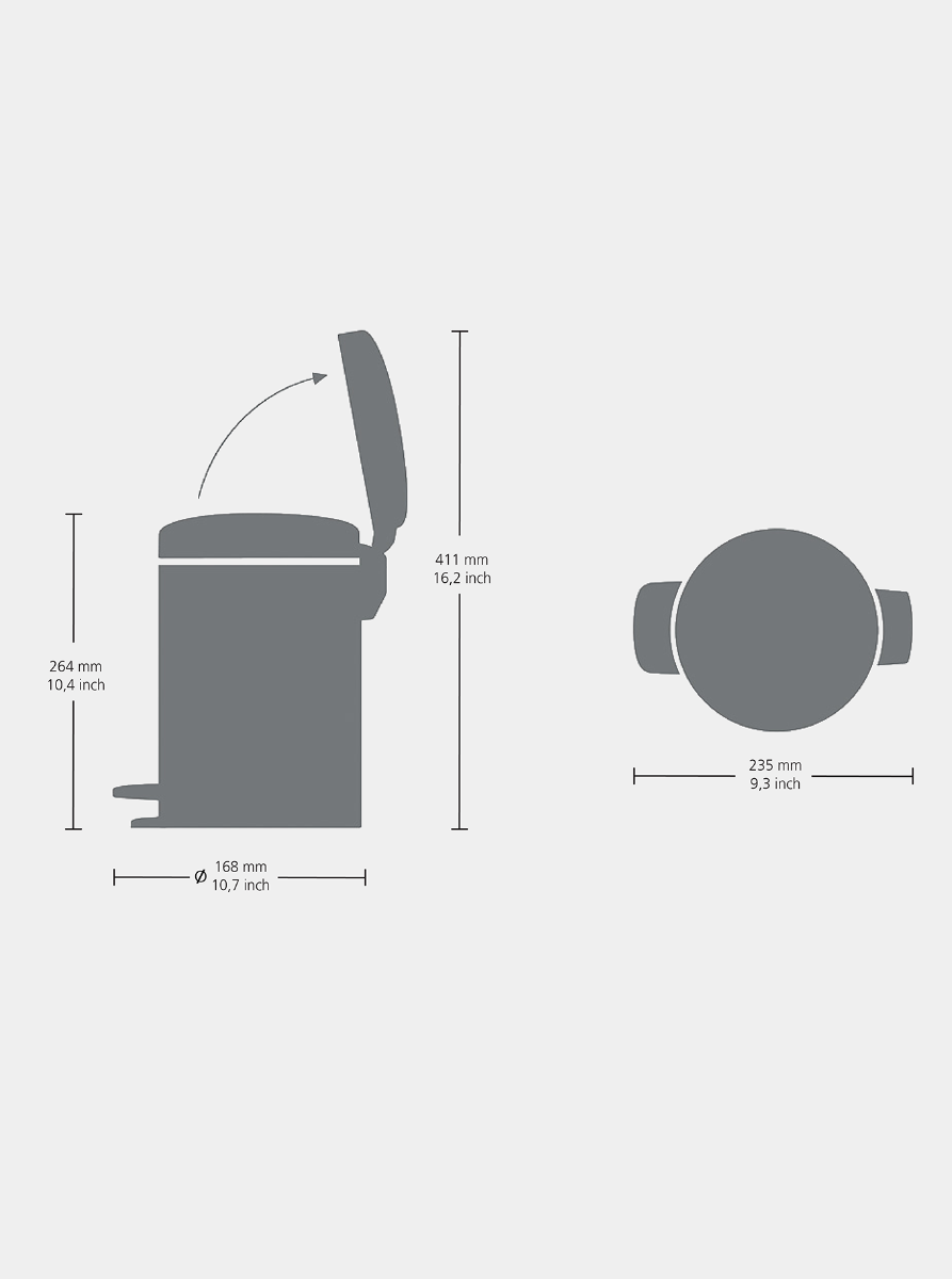 Brabantia Çöp Kutusu 3 lt Pedallı Newicon Fpp Mat Steel 112164
