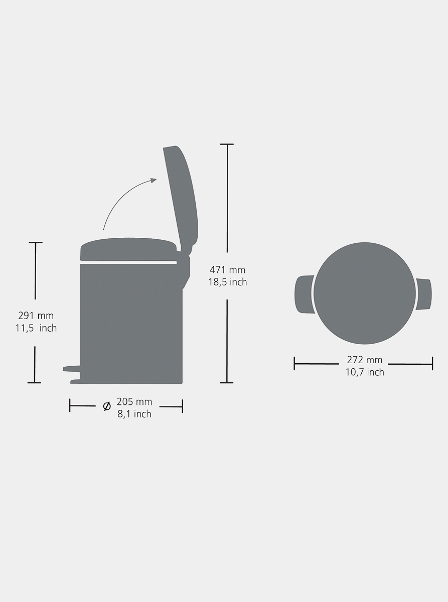 Brabantia Çöp Kutusu Pedallı 5 lt Parlak Çelik 112621