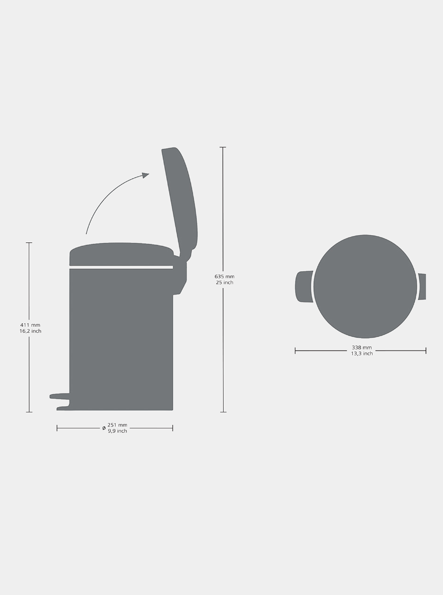 Brabantia Çöp Kutusu 12 litre Newicon Pedallı Mat Çelik