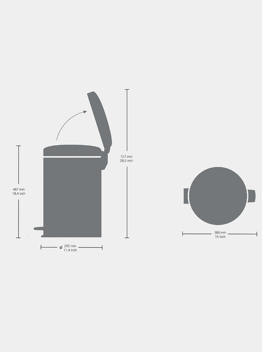 Brabantia Çöp Kutusu 20 lt Pedallı Parlak Paslanmaz Çelik 113987