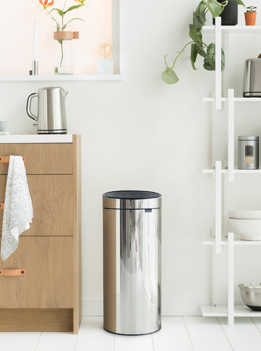 Brabantia Çöp Kutusu 30 litre Touch Bın New Dokunmatik Parlak Çelik 115325