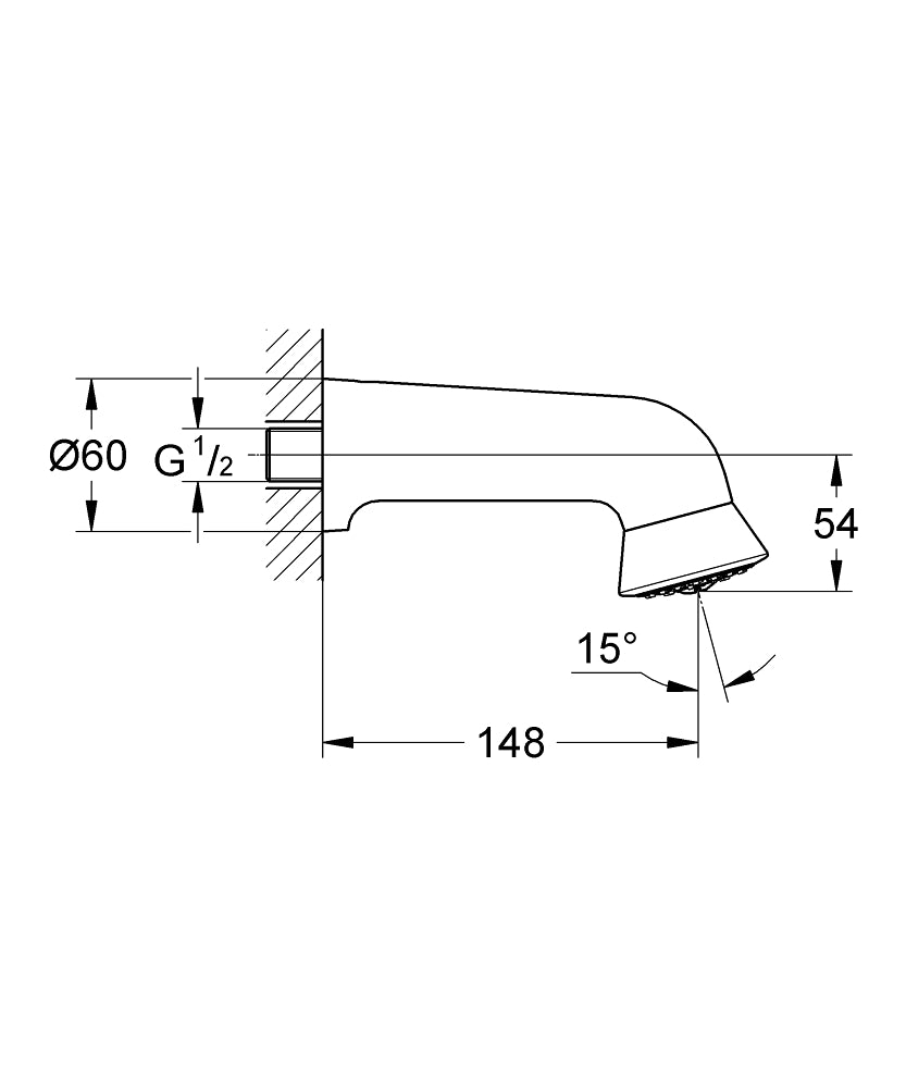 Grohe Relexa Sport Duşu 1 Akışlı - 28948000 teknik çizim