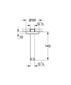 Grohe Rainshower Tavan İniş Borusu 142 mm - 28724000 teknik çizim