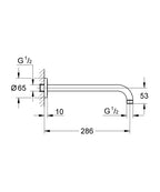 Grohe Rainshower® Tepe Duşu Dirseği Duvardan 286 mm - 28576000 teknik çizim