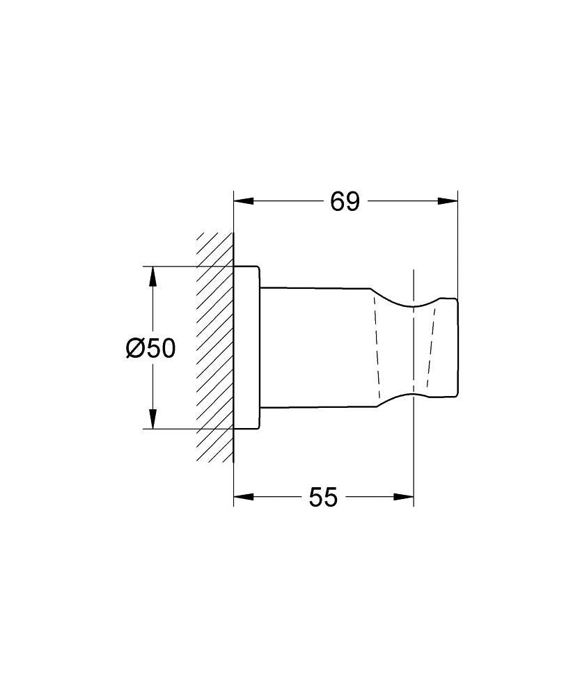 Grohe Rainshower® El Duşu Askısı Brushed Cool Sunrise - 27074GN0 teknik çizim