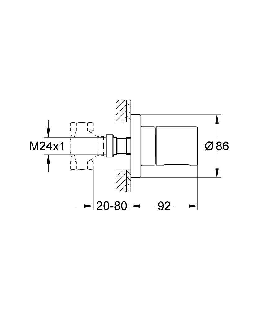Grohe Grohtherm 3000 Cosmopolitan Ankastre Stop Valf - 19470000 teknik çizim