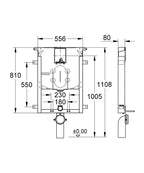 Grohe Uniset 8 Cm Gömme Rezervuar İnce tip 8 cm - 38729000 teknik çizim