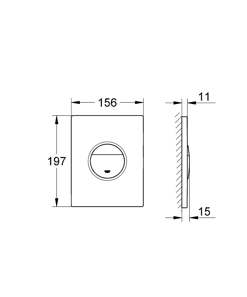 Grohe Gömme Rezervuar Kumanda Paneli ABS Mat Krom - 38765P00 teknik çizim
