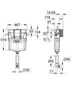 Grohe GD2 Gömme Rezervuar Helataşı İçin 12 cm - 38661000 teknik çizim
