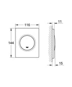 Grohe  Ankastre Pisuar Valf Paneli Manuel ABS Mat Krom - 38804P00 teknik çizim