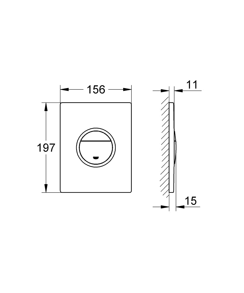 Grohe Gömme Rezervuar Kumanda Paneli Led Işıklı ABS Krom-38809000 teknik çizim