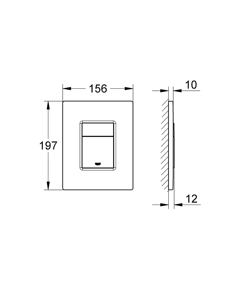 Grohe Gömme Rezervuar Kumanda Paneli Pirinç Üzeri Krom - 38821000 teknik çizim