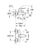 Grohe Eurocosmo Tek Kumandalı Banyo Bataryası - 32831000 teknik çizim