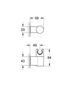 Grohe Rainshower® Hareketli El Duşu Askısı - 27055000 teknik çizim
