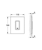 Grohe  Ankastre Pisuar Valf Paneli Manuel Krom / Siyah - 38804KS0 teknik çizim