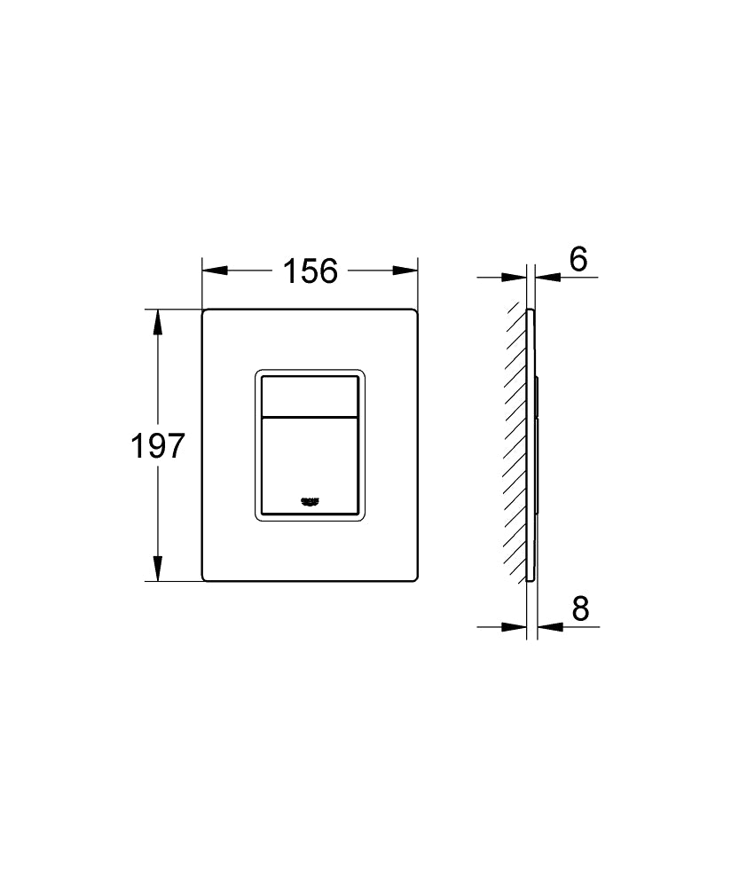 Grohe Gömme Rezervuar Kumanda Paneli Krom / Beyaz Cam - 38845MF0 teknik çizim
