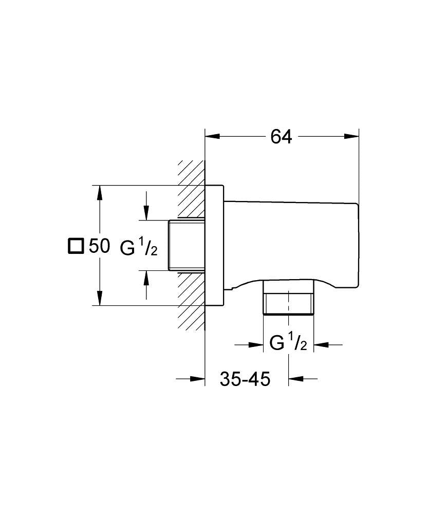 Grohe Rainshower® Duş Çıkış Dirseği - 27076000 teknik çizim