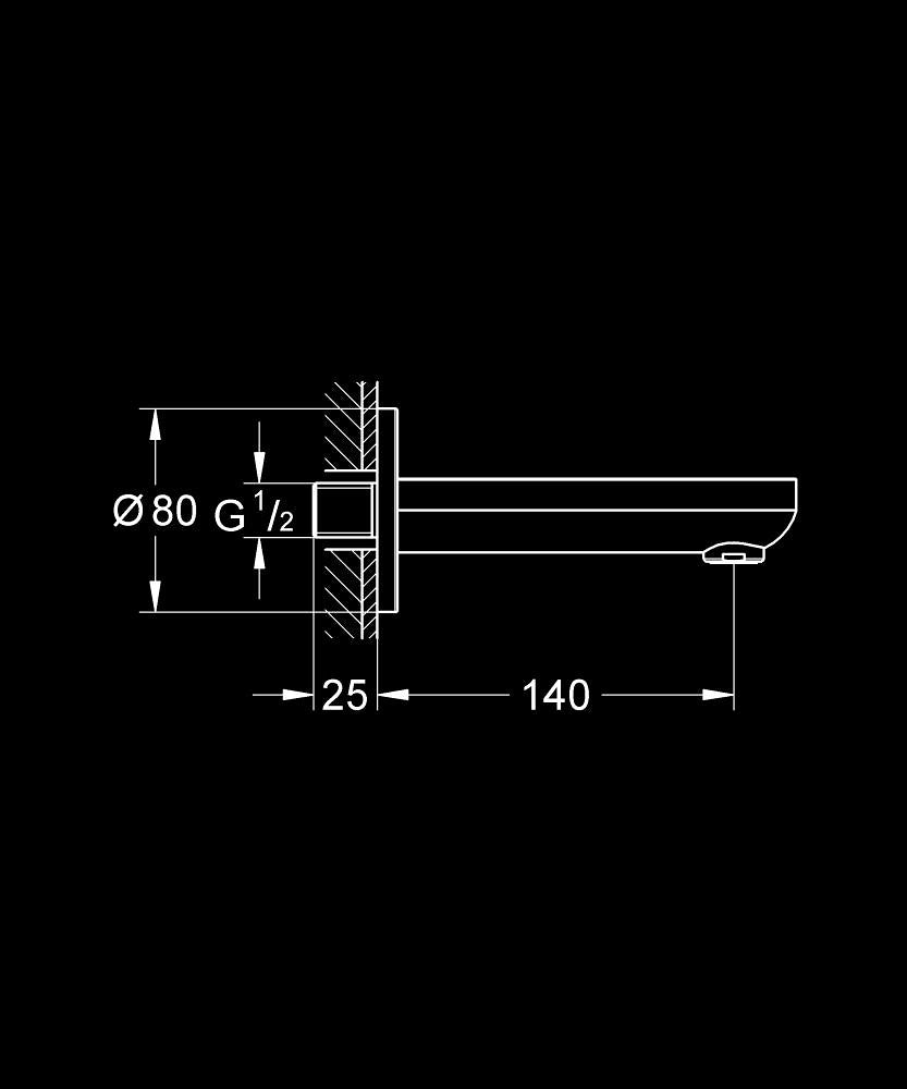 Grohe Bau Çıkış Ucu - 13255000 teknik çizim