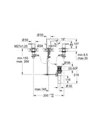 Grohe BauEdge 3 Delikli Lavabo Bataryası - 20197000 teknik çizim