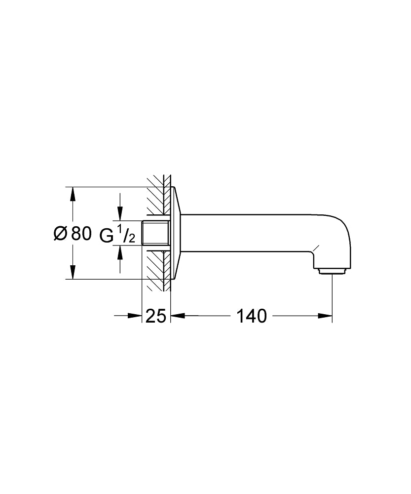 Grohe Bauclassic Çıkış Ucu - 13258000 teknik çizim