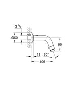 Grohe  Universal Duvardan Tek akımlı Musluk -20205000 teknik çizim