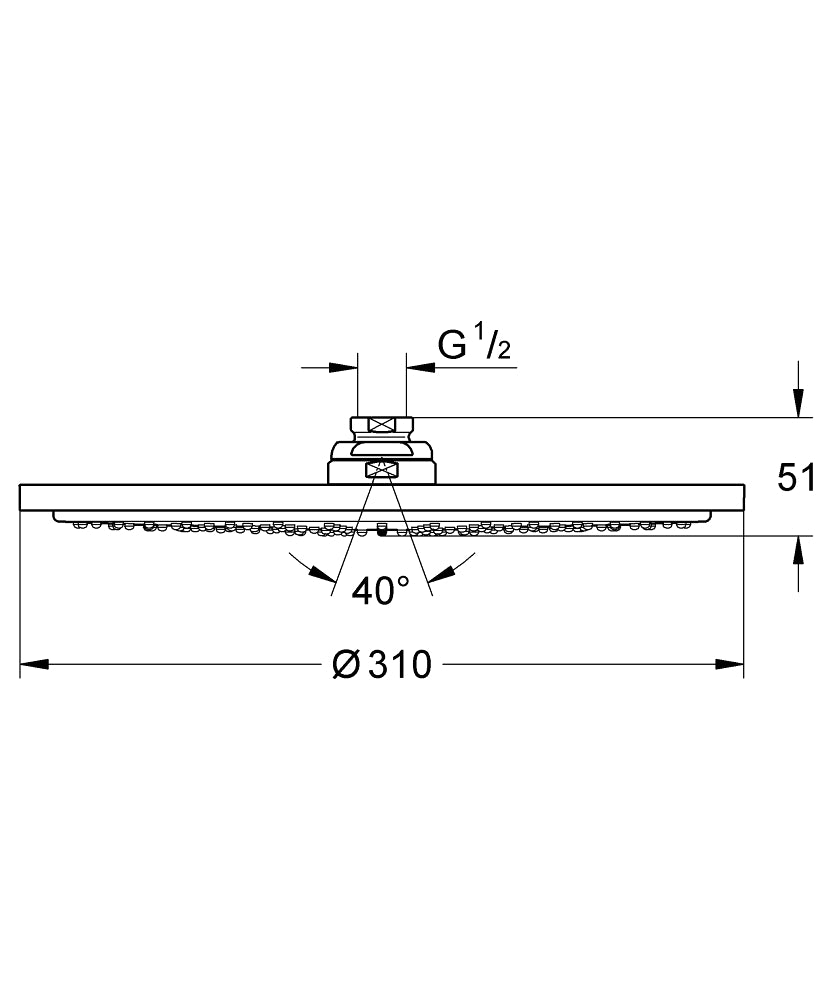 Rainshower® Cosmopolitan Tepe Duşu 31 cm - 27477000 teknik çizim