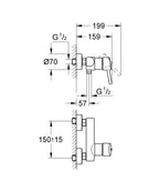 Grohe Concetto Tek Kumandalı Duş Bataryası - 32210001 teknik çizim