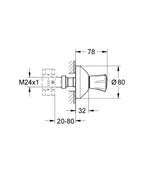 Grohe Costa L Ankastre Stop Valf - 19808001 teknik çizim