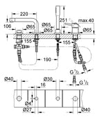 Grohe Concetto  4 Delikli küvet bataryası- 19576002 teknik çizim