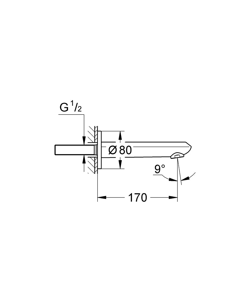 Grohe Eurodisc Cosmopolitan Çıkış Ucu - 13278002 teknik çizim